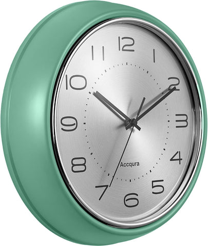 12 Inch Vintage Retro Wall Clock, Silent Non-Ticking Metal Dial & Domed Glass Battery Operated