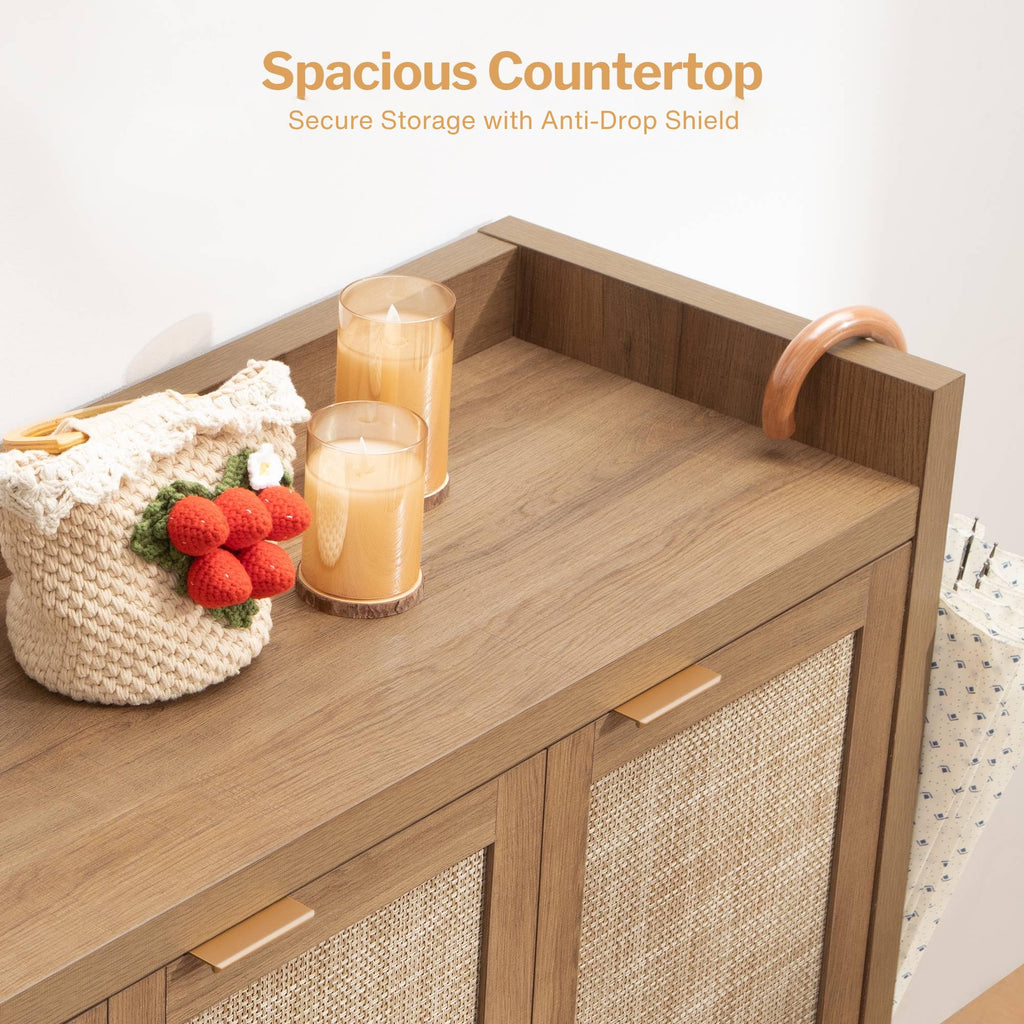 Shoe Storage Cabinet, 30 Pairs Rattan Shoe Cabinet