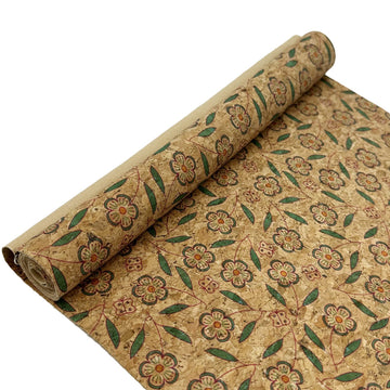 Cork Fabric Roll 12 x 52 Inch - Blue Flower Print Cork Leather Fabric for Earrings, Bow Making, Bags, Wallets & DIY
