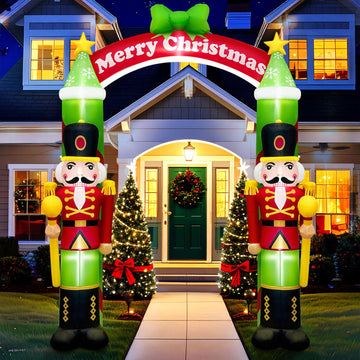 10FT Christmas Inflatable Outdoor Decoration, Nutcracker Soldier Christmas Inflatables Arch, Christmas Blow Up Yard