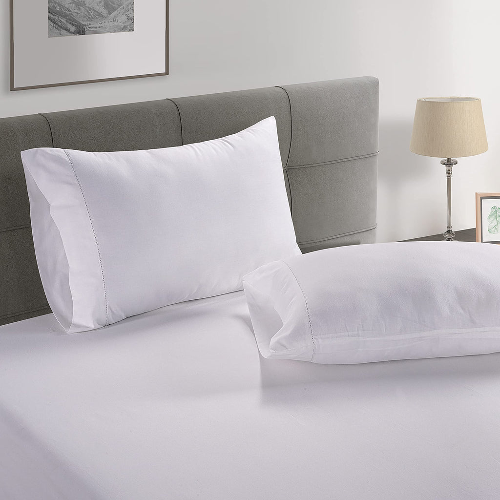 King Size Pillow Case Set of 2 100% Egyptian Cotton Cases Sateen White Cooling Cover - Perfect Hotels & Hospital Use