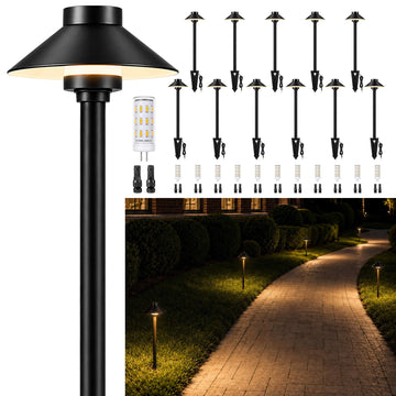 Solid Brass Low Voltage Hat-Top Path Light, Black, G4 2700K 12Pk