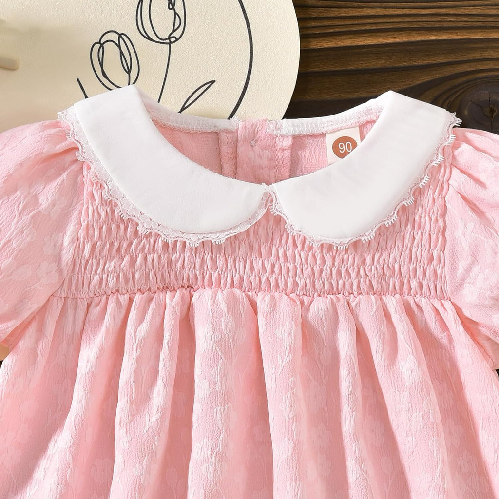 Baby Girl Summer Outfits Smocked Tops Shorts Set With Headband