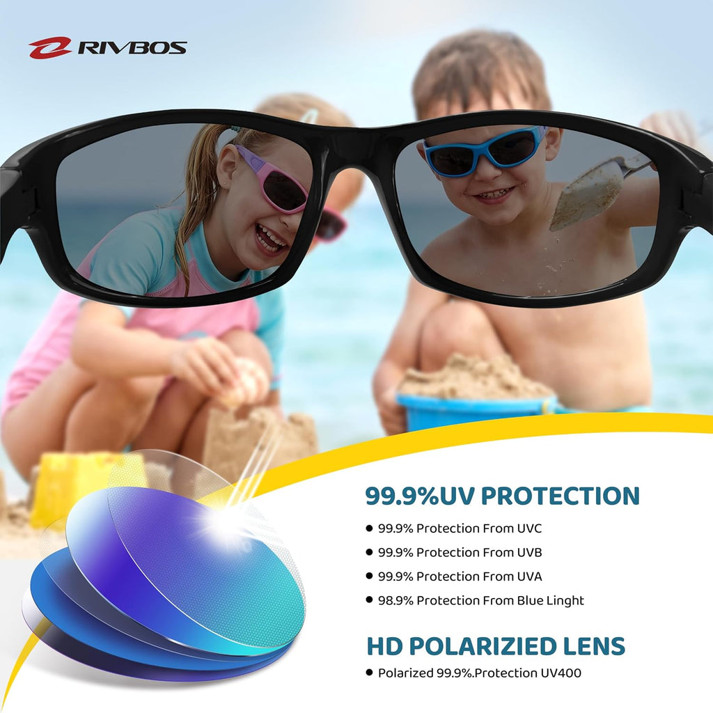 Kids Sunglasses Polarized UV400 TPE with Strap for Boys Girls RBK037