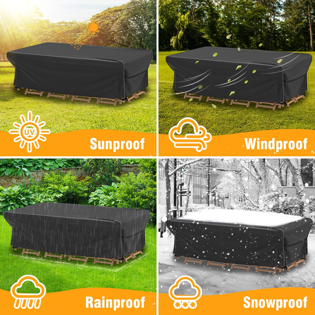 Patio Furniture Set Cover - Heavy Duty 420D Waterproof Weatherproof Sofa Couch Set Covers Garden Dining Table Chair