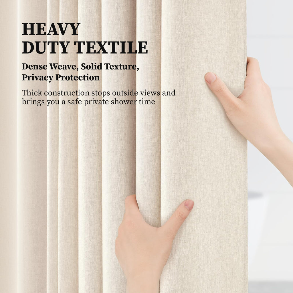 Stall Linen Textured Waterproof Shower Curtain Set, 36x72, Beige/Cream