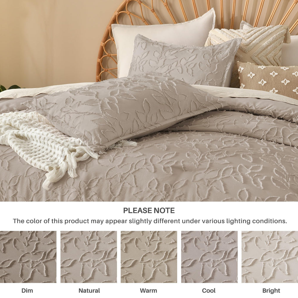 King Comforter Set, 3PCS Light Coffee Boho Tufted Bedding