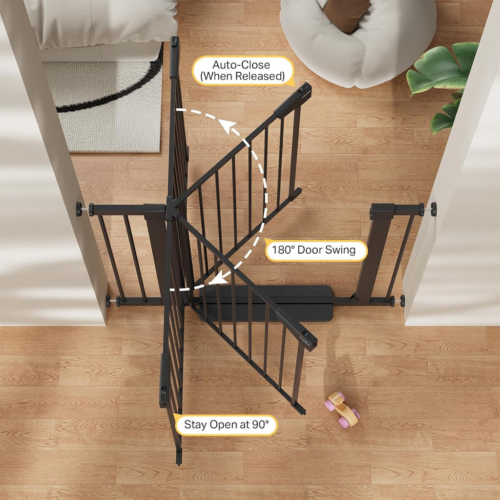 30-40.6 in Baby Gate for Stairs and Doorways, Dog Gate Indoor Black