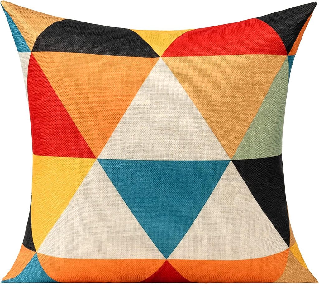 Outdoor Throw Pillow Covers 18x18 Set of 4 Boho Colorful Fun Mid Century Modern Home Décor Summer Fall Cushion Cases