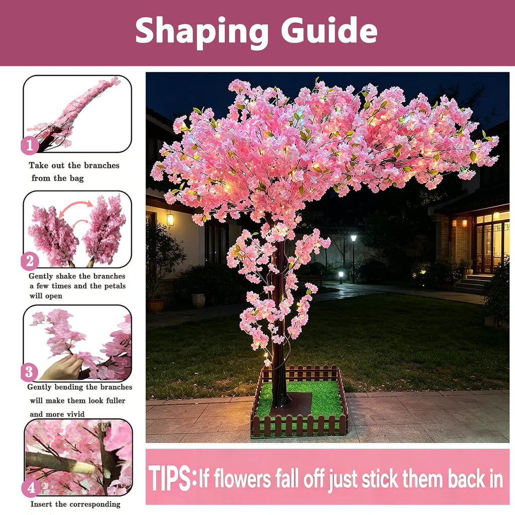 10FT Tall Artificial Cherry Blossom Trees Large for Indoor Outdoors,Fake Japanese Cherry Blossom Tree Light Pink
