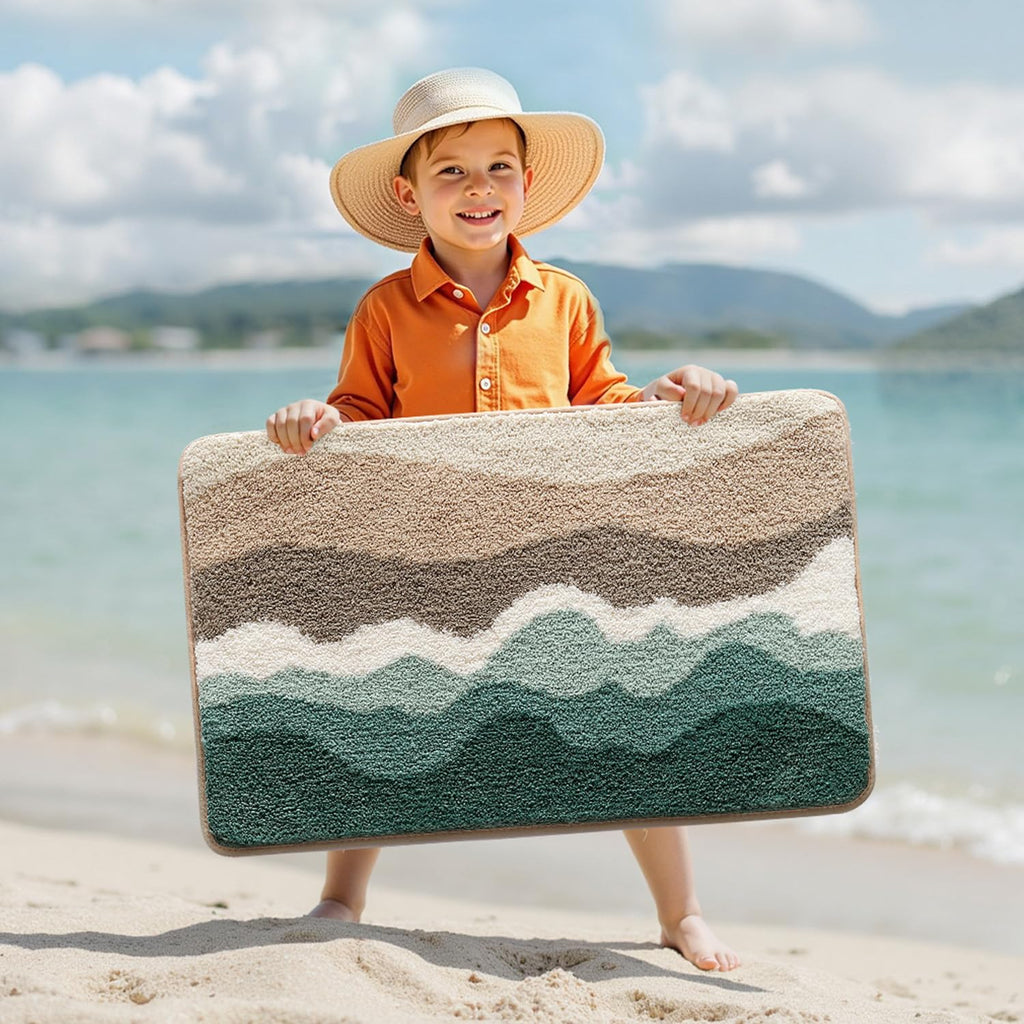 Coastal Bathroom Rug Soft Microfiber Absorbent Bath Mat 20x32
