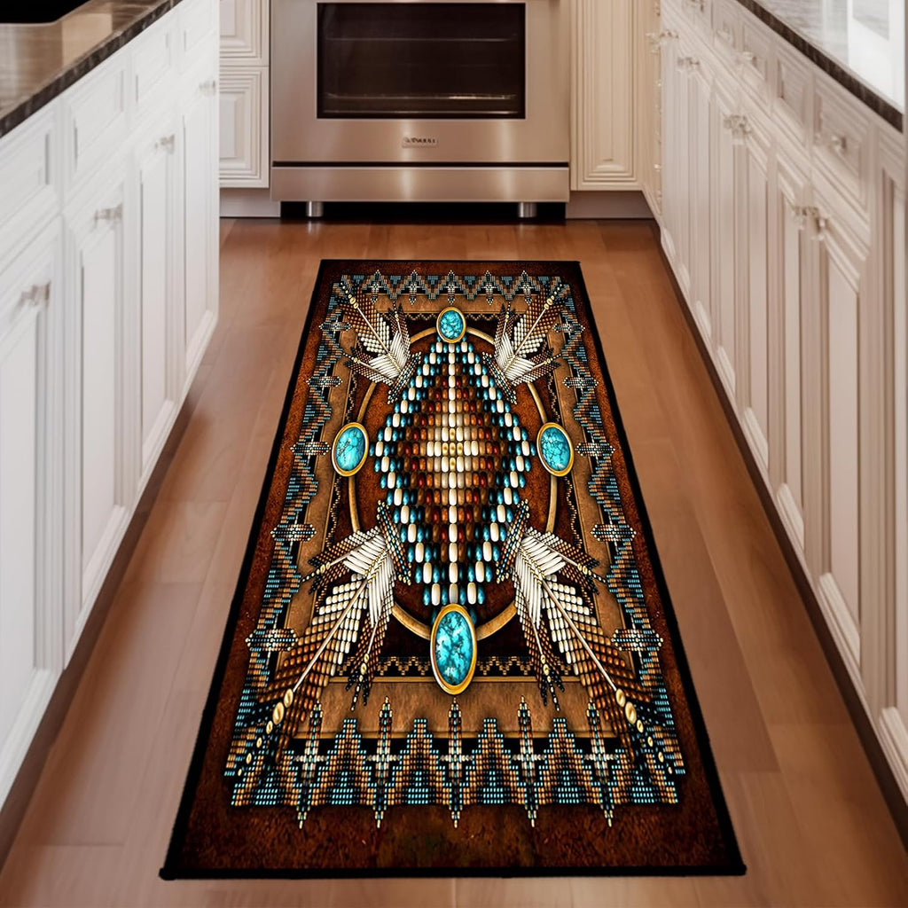 Southwestern Runner Rug 2x6,Rustic South Western Aztec Tribal Native American Indian,Vintage Throw Accent Area Rug