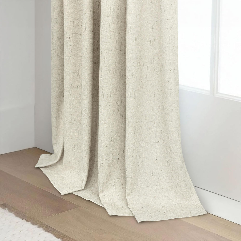 Black Out Burlap Curtains 63 Inch Long Faux Linen Farmhouse Bedroom Blackout Curtain 63 Inches Length 2 Panels Set