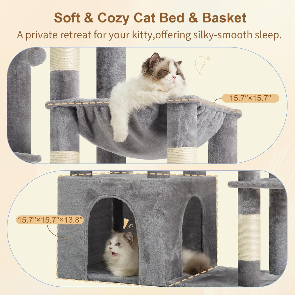Heavy Duty Cat Tree with Large Base for Large Indoor Cats
