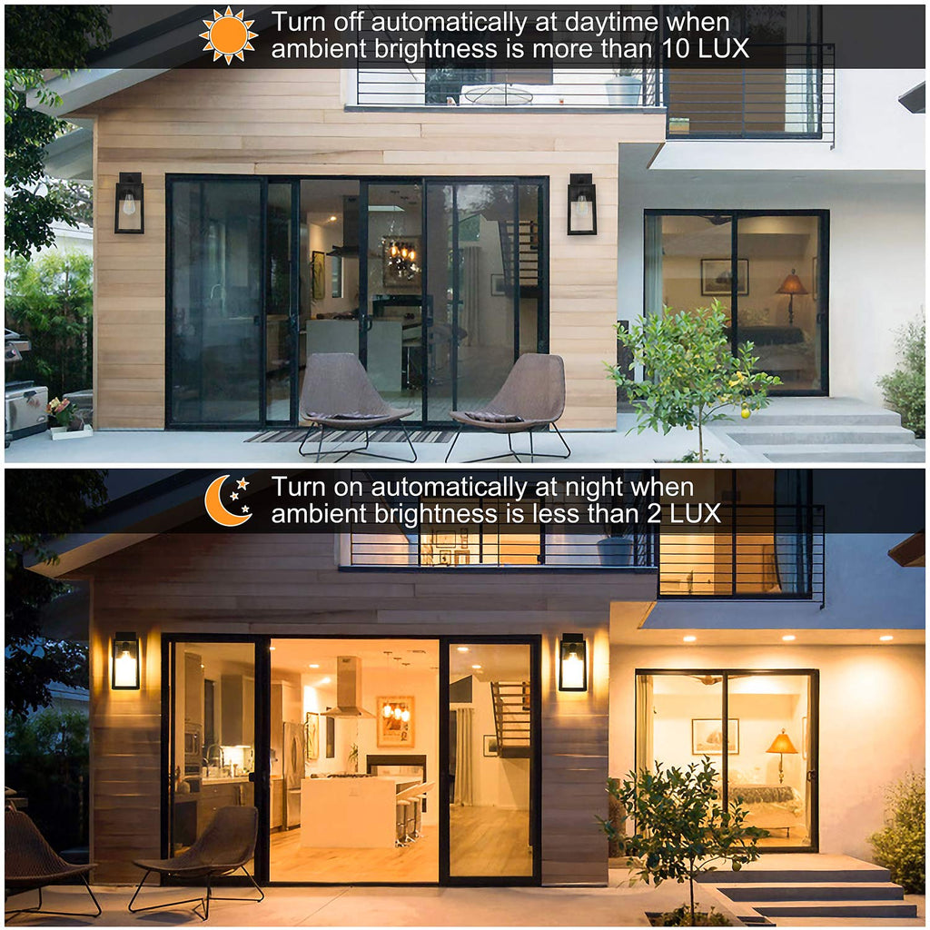 Dusk to Dawn Outdoor Wall Lantern, Double Extra Large Exterior Wall Sconce Fixture with E26 Base, Waterproof Wall