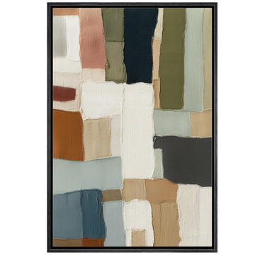 Framed Canvas Print Wall Art Mid-Century Modern Geometric Abstract Neutral Earth Tone Modern Art Contemporary