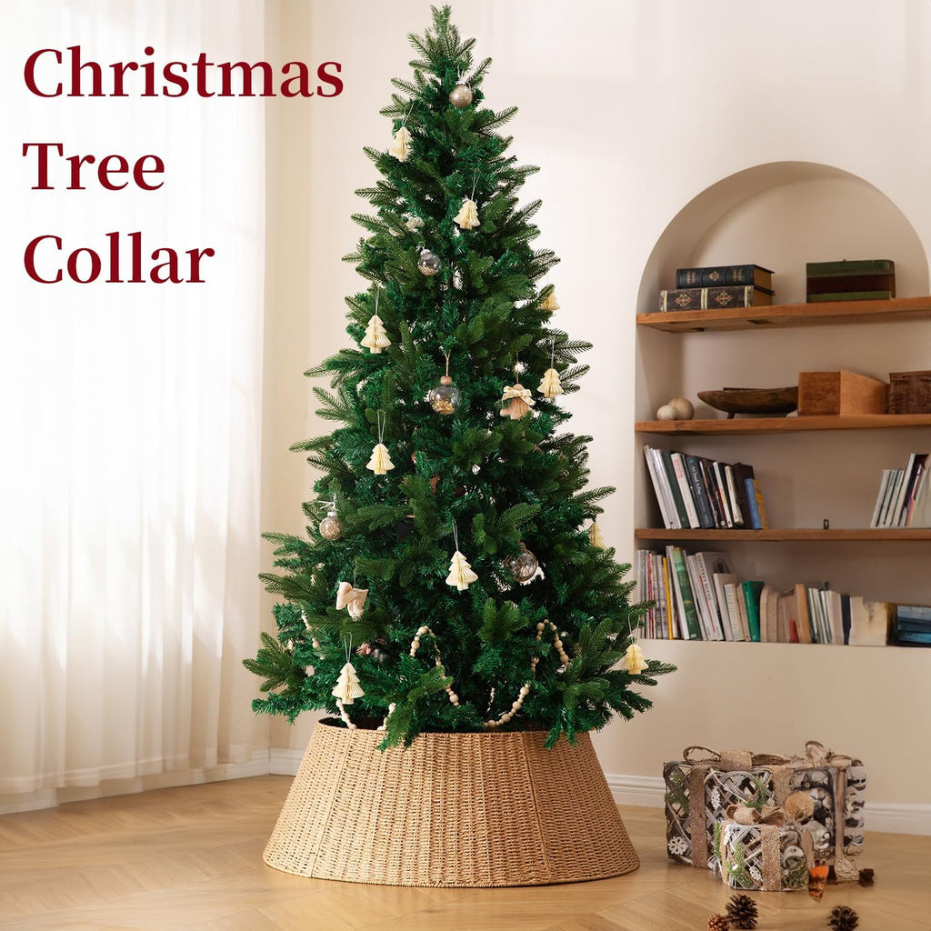 36in Extra Large Christmas Tree Collar - Wicker Woven Tree Collars for Artificial Trees - Large Rattan Rustic