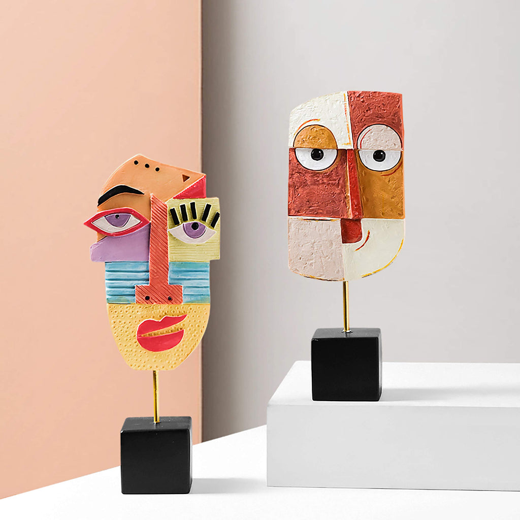Wink - Handcrafted Statues Resin Abstract Sculpture Decor Modern, African Art Tribal Figurines Decorations Items