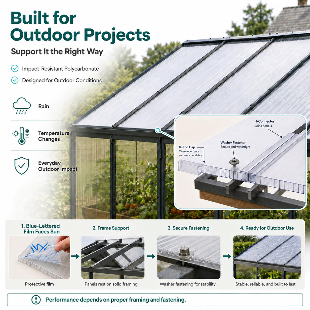 8-Pack Polycarbonate Greenhouse Panels, 8 x 4 ft, 0.24 in Twin-Wall Sheets, UV-Coated Translucent Roof and Wall