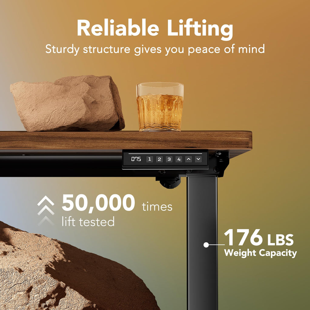 63x28 Inch Electric Standing Desk, Height Adjustable, Black Walnut