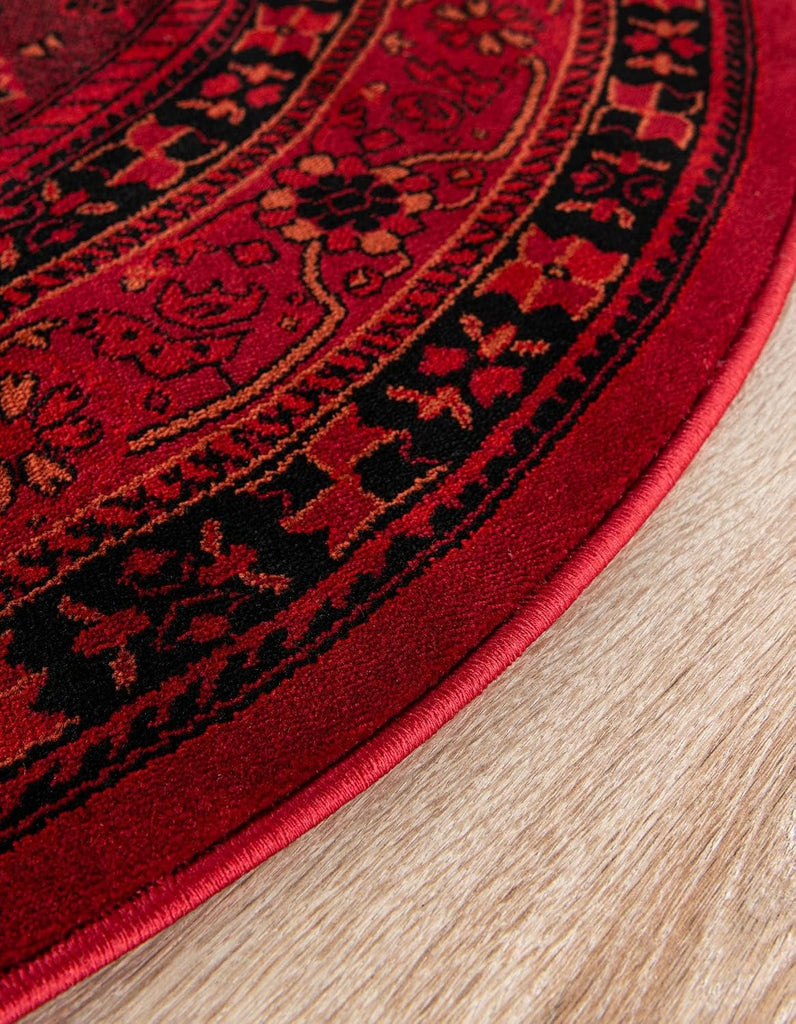 Bokhara Rug - 5' Oval Red Easy-Clean Rug - Traditional Medallion Design s, Bedrooms, and Dining Areas