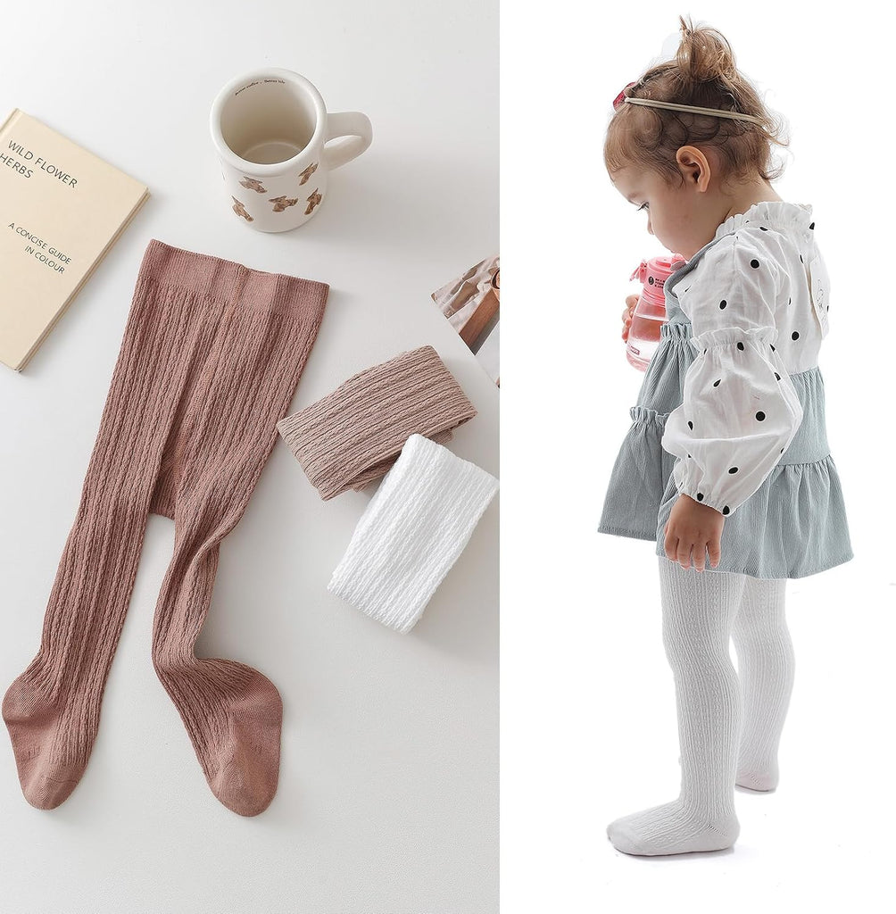 Baby Girl Tights Cable Knit Cotton Seamless Footed Leggings