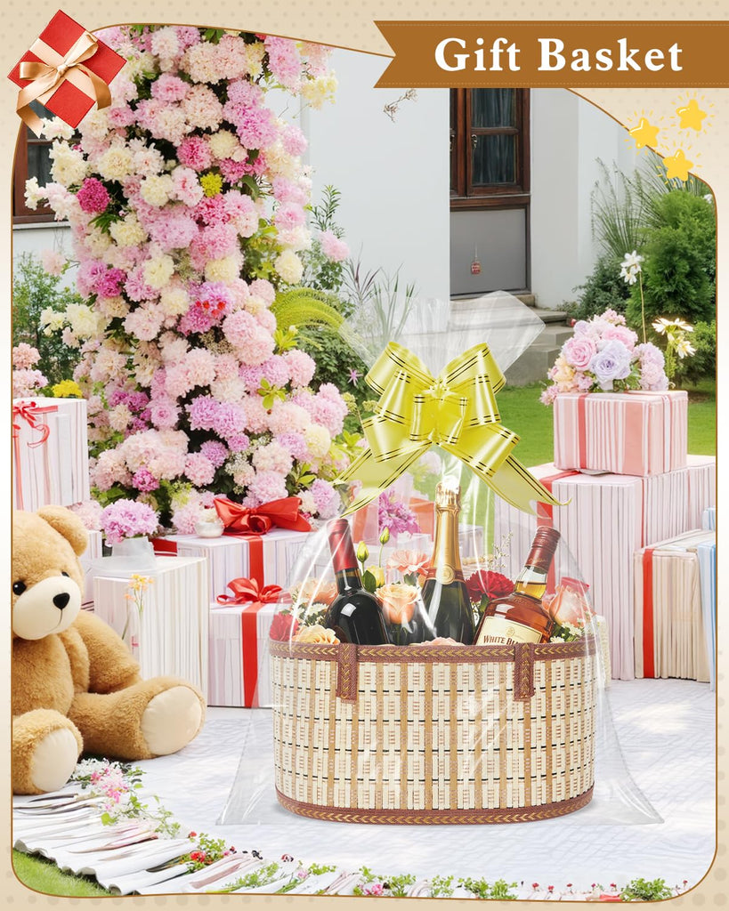 2 Set Baskets for Gifts Empty, Woven Bamboo Gift Basket Kit