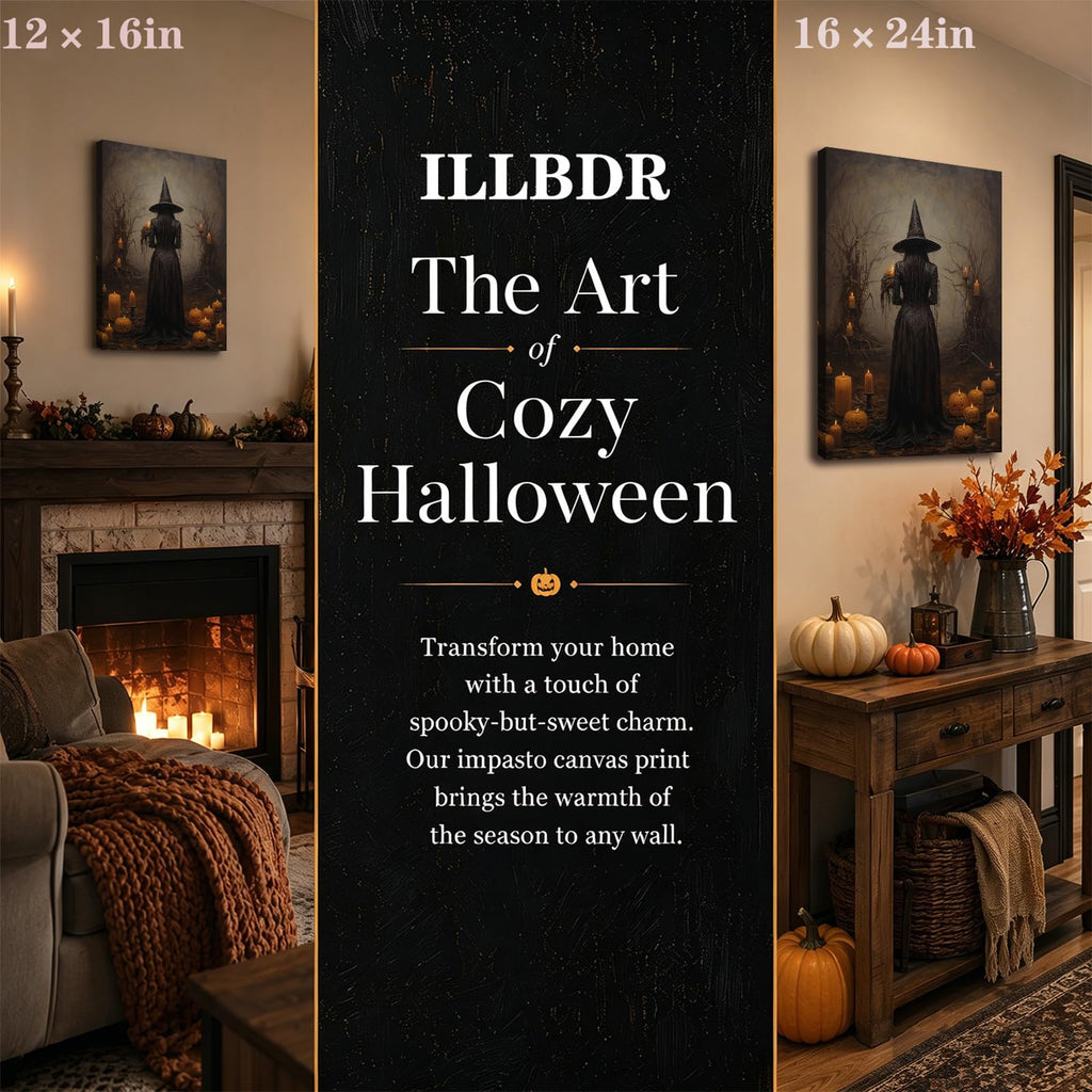 Halloween Gothic Witch in Forest Canvas Wall Art 16x24 inch