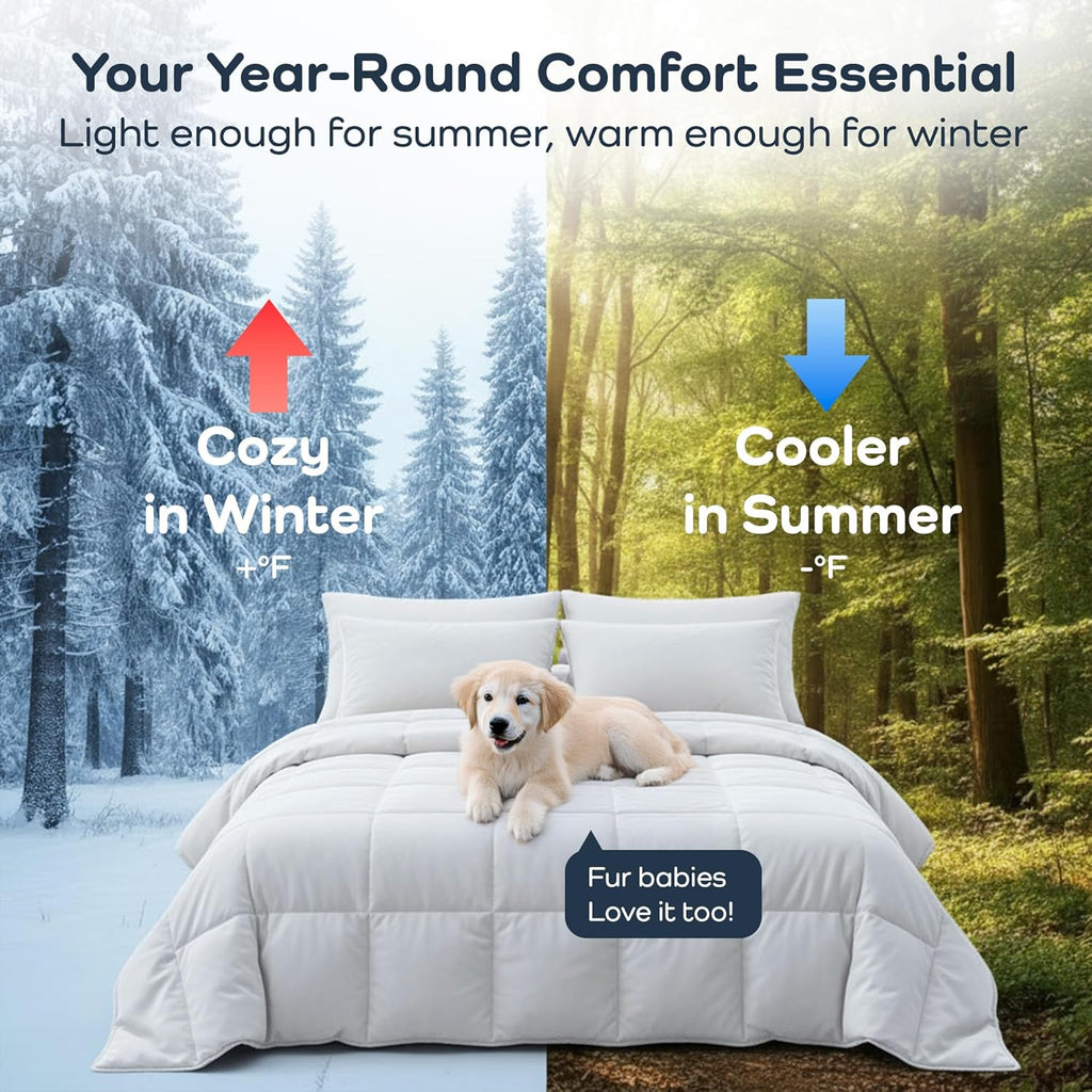 Cooling Down Alternative Comforter - Hypoallergenic King Duvet Insert Lightweight