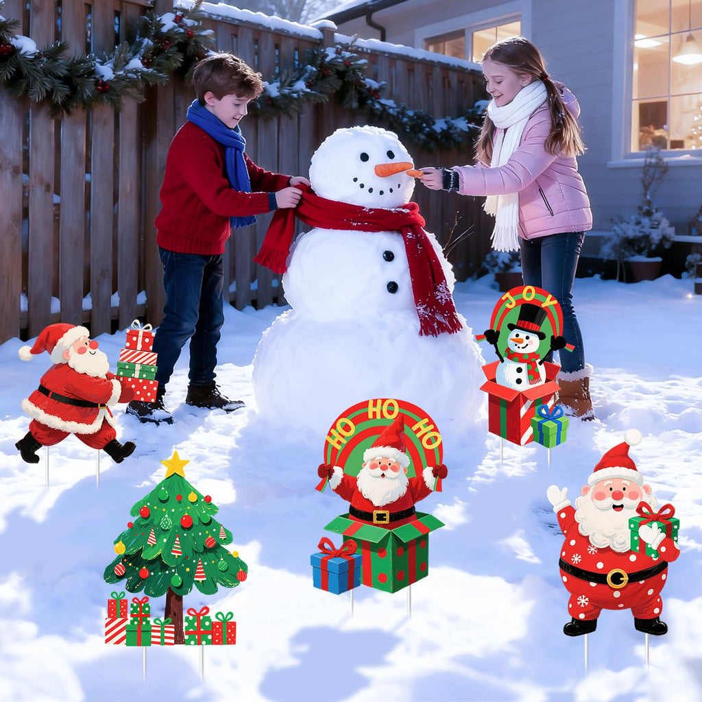 Christmas Decorations Outdoor Yard Signs - 11 PCS Christmas Santa Claus Tree Snowman Yard Signs Decor Cheerful