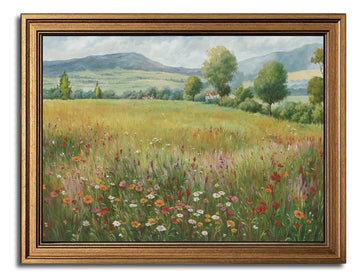 Countryside Wildflowers Vintage Gold Framed Wall Art 12x16 inch