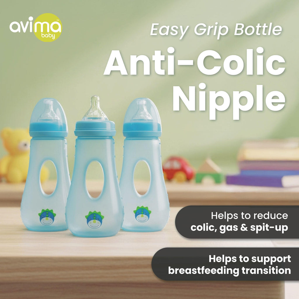 8 oz Easy Grip Baby Bottles w Medium Flow Nipples, 3-9M (Set of 3)