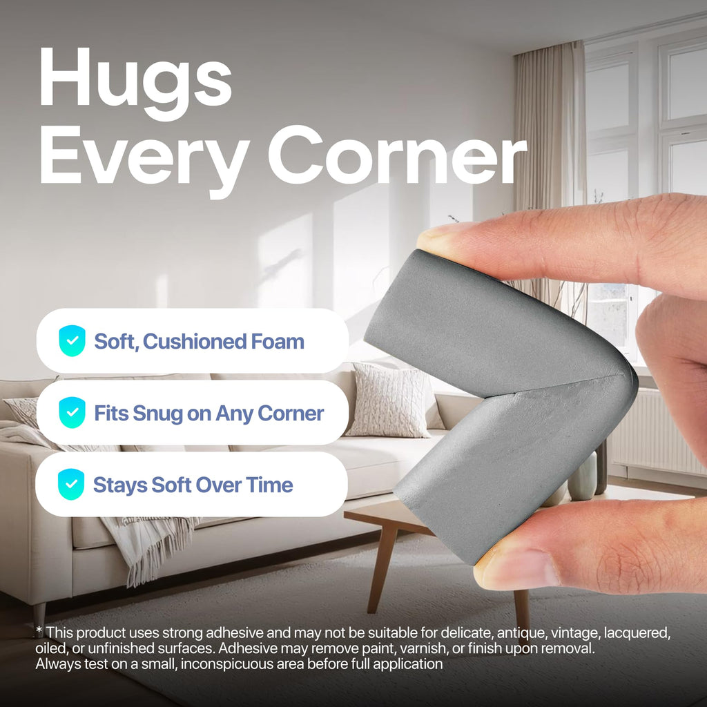 12-Pack Baby Proofing Corner Protectors, Pre-Taped, Gray