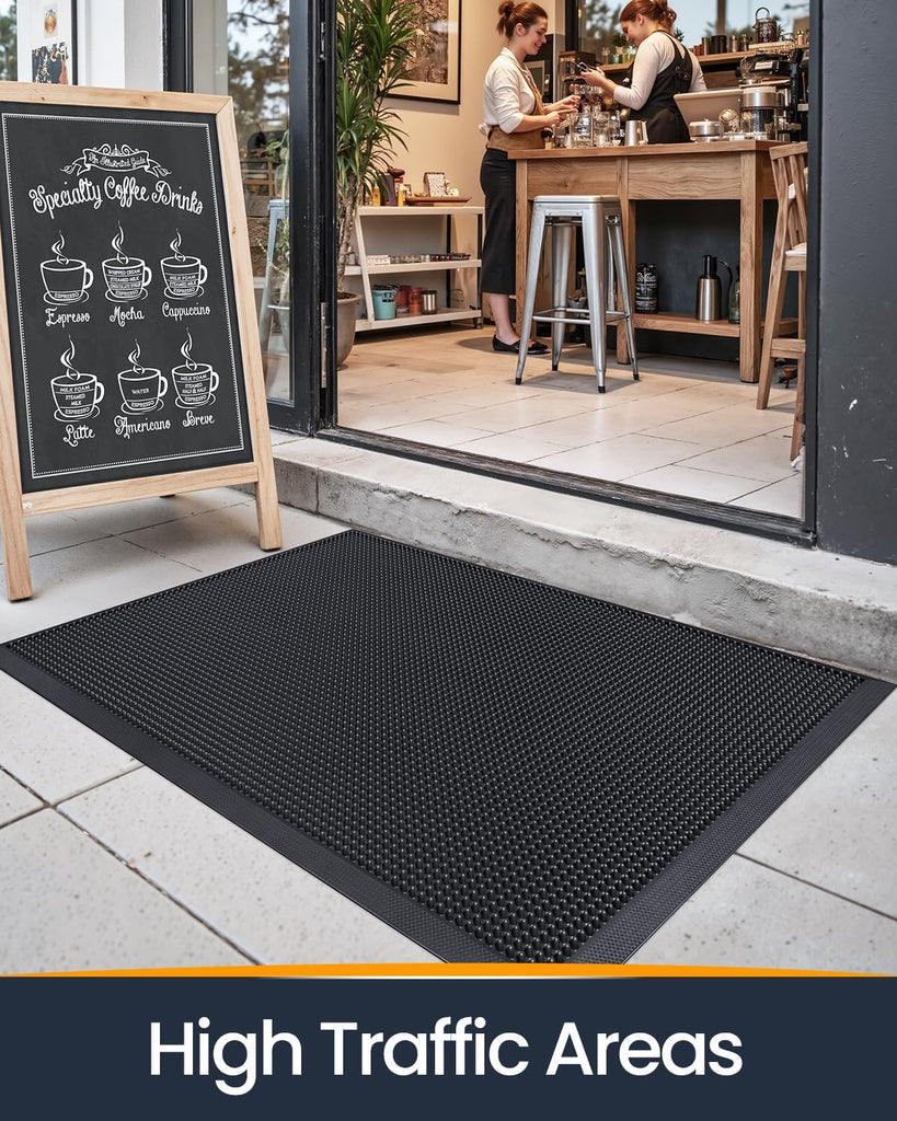 Front Door Mat Outside Entrance, 36x48 Heavy Duty Non Slip Rubber Outdoor Doormat, Dirt Trap Waterproof Entry Mat