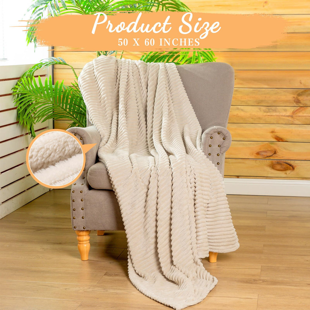 6 Pcs Flannel Throw Blankets Bulk Outdoor Wedding, Beige