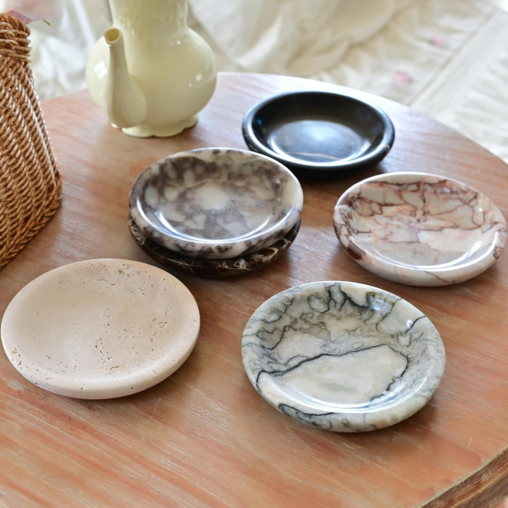 Natural Marble Ring Dish Jewelry Tray, 5.5" Trinket Dish