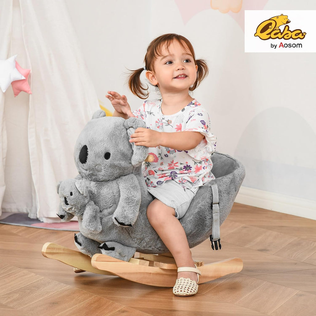 Kids Ride-On Rocking Horse Koala-Shaped Rocker for 18-36 Months Gray