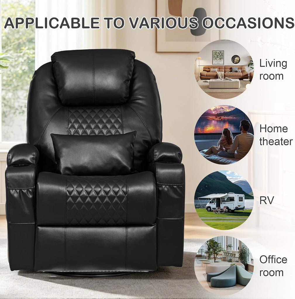 Power Swivel Rocker Recliner with Dual Motor, 240° Electric Glider Recliner with Heat & Massage, Rocking Chair