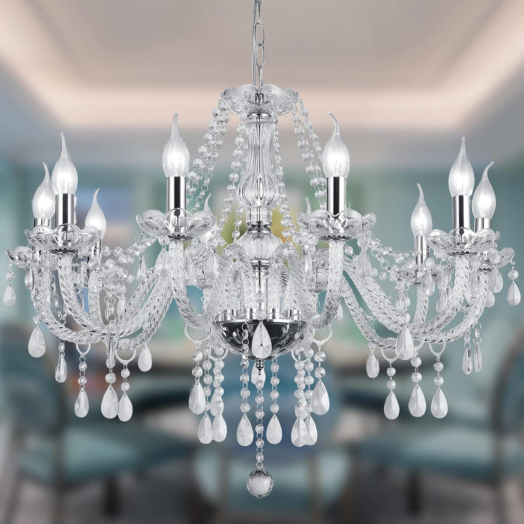 Crystal Candle Chandeliers Lighting Modern 10 Lights Pendant Ceiling Fixture Lamp for Dining Living Room Bedroom Hallway Entry Elegant Decoration (10 bulbs) A110-B092HX3LYZ