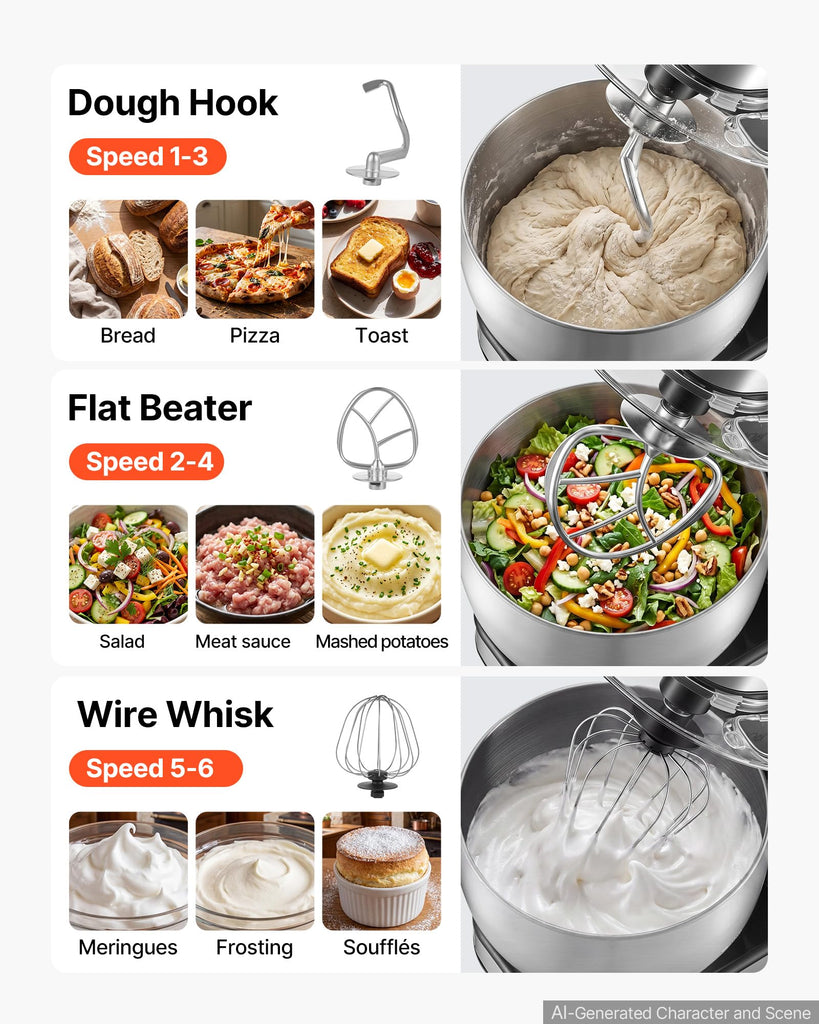 7.4 Qt Tilt Head Stand Mixer 500W Electric Dough Mixer