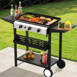 3-Burner Propane Gas Griddle, 23.3-Inch Outdoor Flat Top Grill, 30,000 BTU Portable Camping Griddle