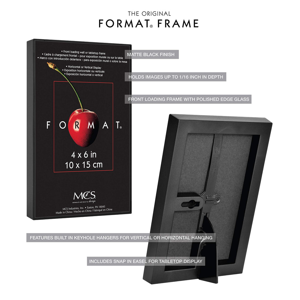 Format Picture Frame, 4x6, Black, Tabletop Easel, 12-Pack