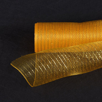 21 Inch X 10 Yards Premium Deco Mesh Wrap Metallic Stripes for Gift Home Decor (Light Gold)