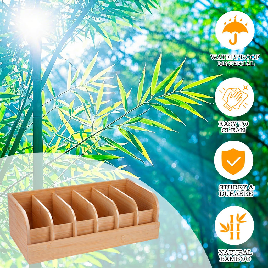 Belt Organizer, 6 Compartments Belt Organizer for Closet and Drawer, Bamboo Display Case for Tie and Belt, Belt