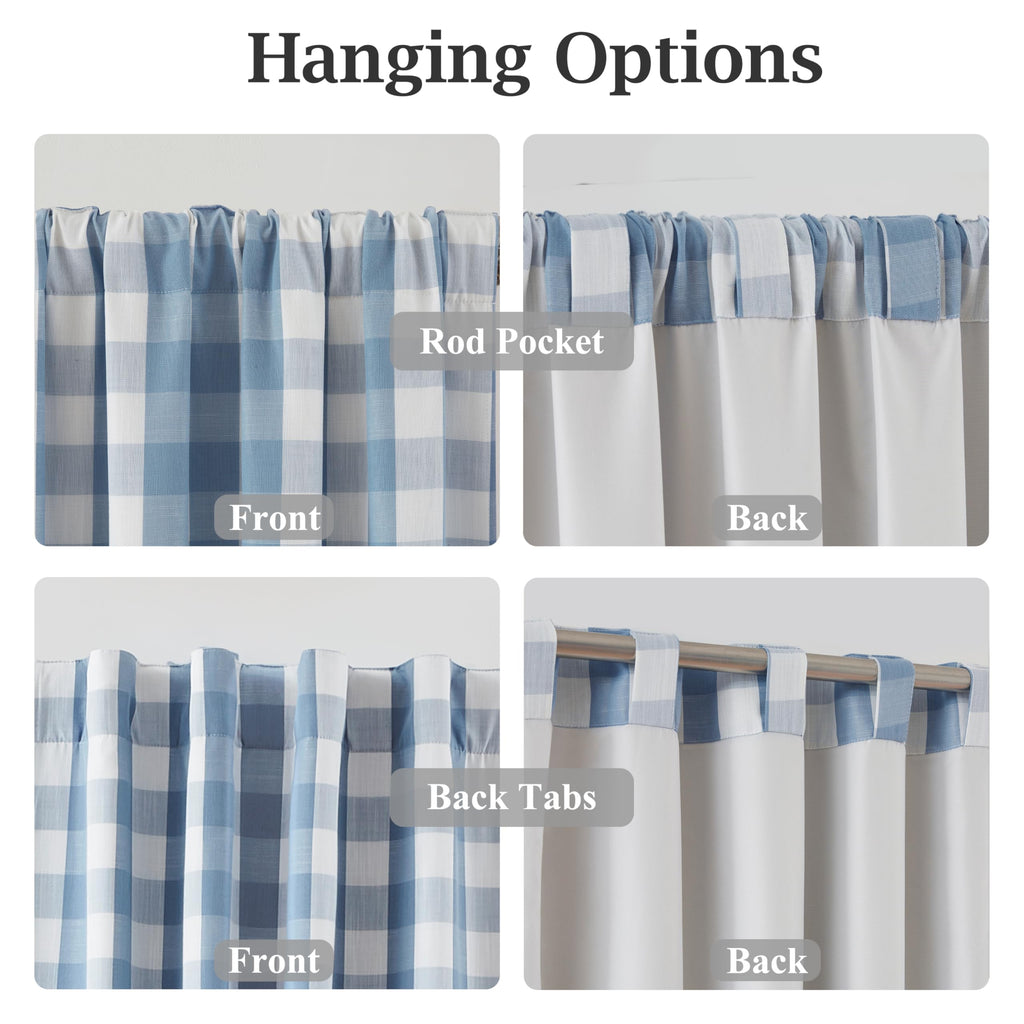 Blue Buffalo Plaid Full Blackout Curtain Panels 84 Inches Length