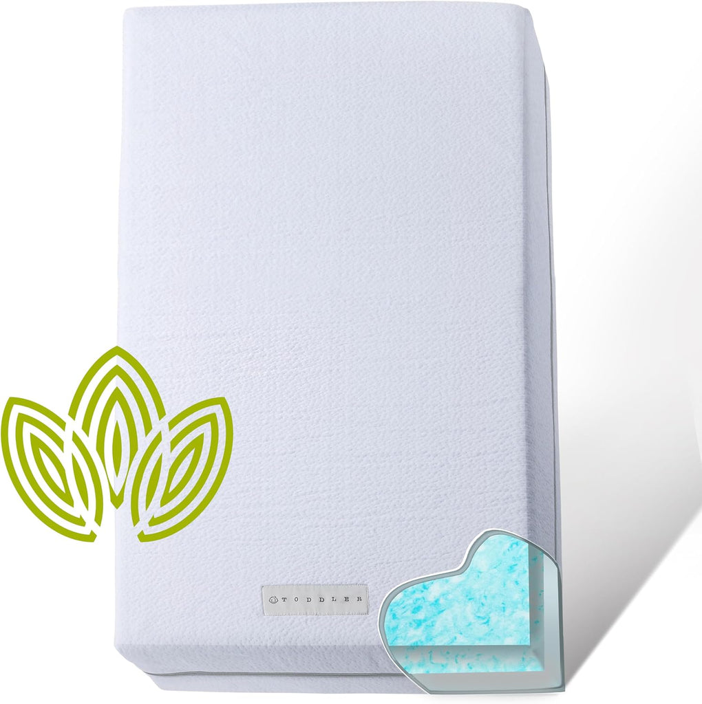 Organic Cotton Covered Dual-Sided Crib Mattress | 2-Stage Premium Memory Foam CertiPUR-US Hypoallergenic Baby
