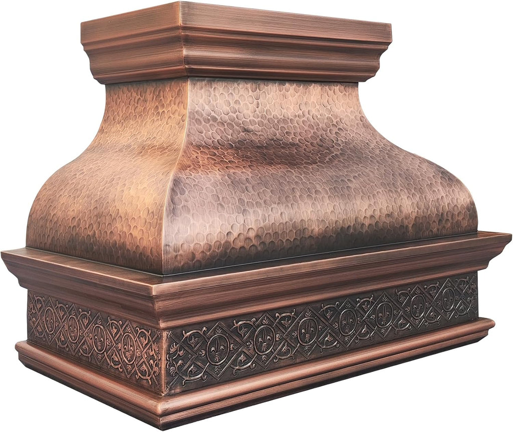 36 Inch Copper Wall Mount Range Hood 610 CFM LED Lights Dishwasher-Safe Baffle Filters