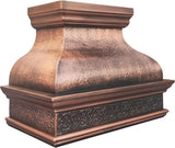 36 Inch Copper Wall Mount Range Hood 610 CFM LED Lights Dishwasher-Safe Baffle Filters