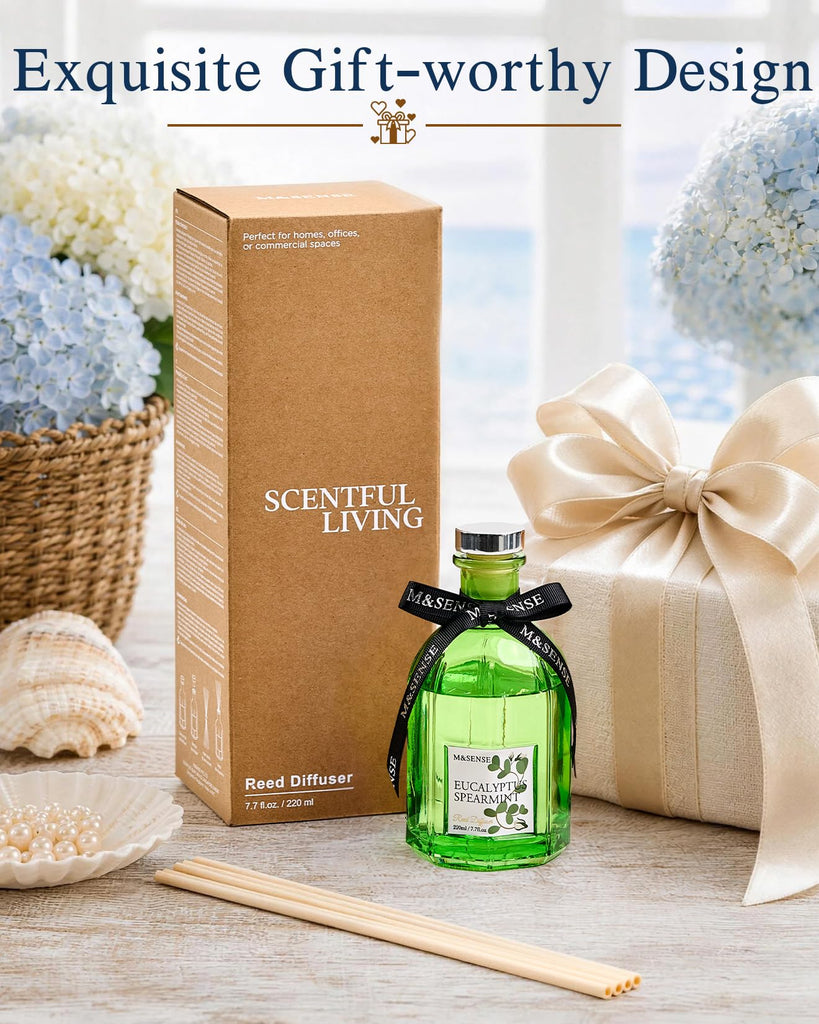 Reed Diffuser, Eucalyptus & Spearmint, 7.7 oz Natural Essential Oil