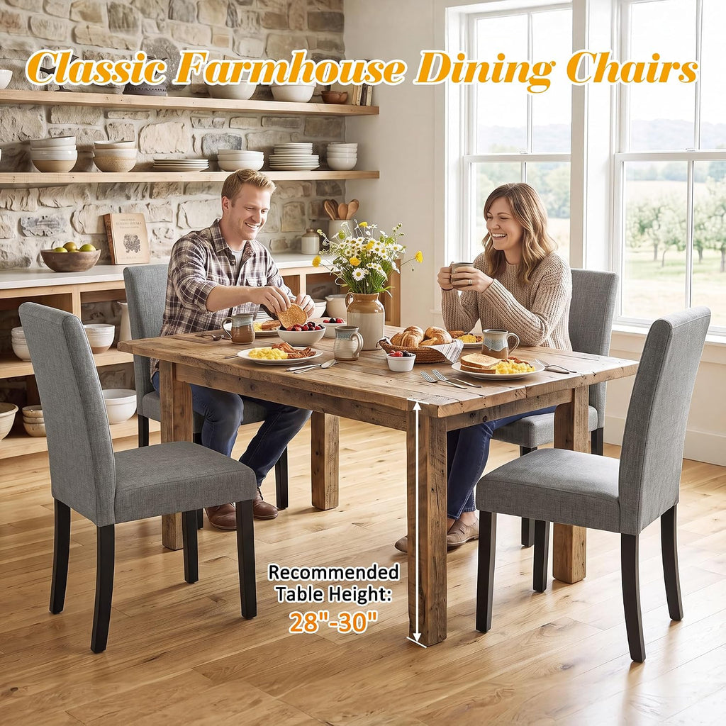 Dining Chairs Set of 2, Modern Stylish Fabric Upholstered Parson Chair, Dining Room Chairs with Solid Wood Legs for